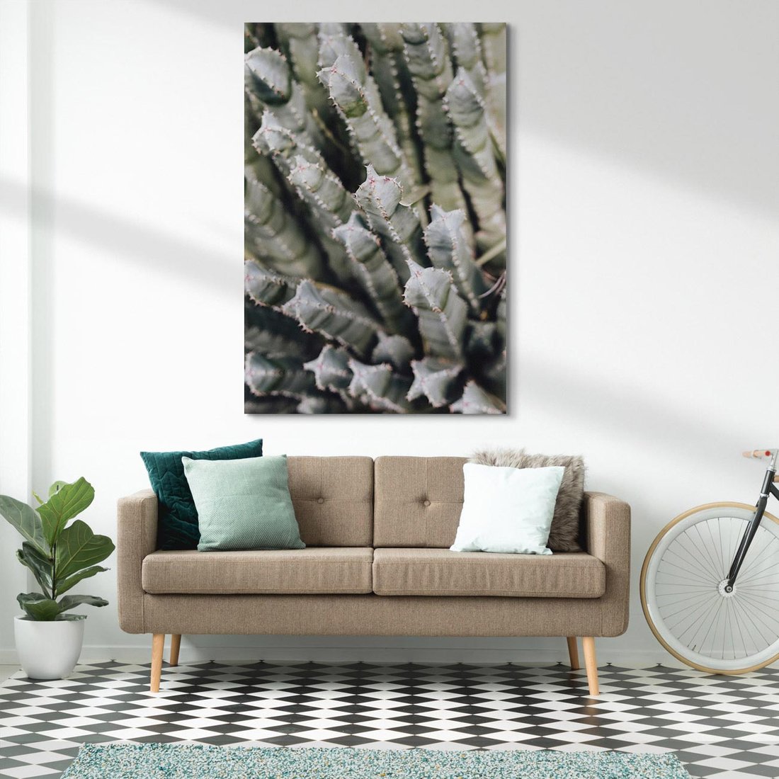 Obraz na płótnie 80x120 - Boho kaktusy na pustyni - kaktusy, pustynia