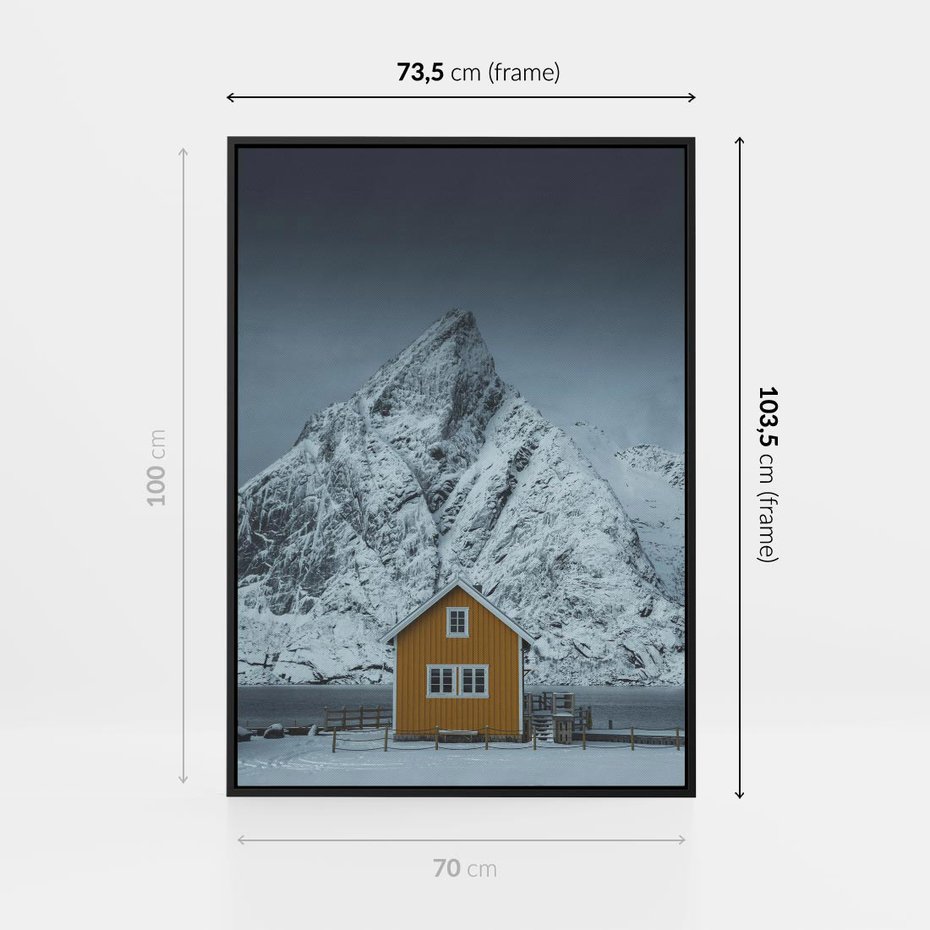 Obraz w ramie 70x100 - Urok Norweskich Domków - Skandynawia, Norwegia - rama czarna