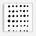 Obraz w ramie 80x80 - Refleksje Światła - minimalistyczna kompozycja, czarne kropkina białym tle - rama biała