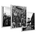 Zestaw obrazy w ramie 50x70 galeria - Czarno, białe, miasto, Nowy, Jork - rama biała