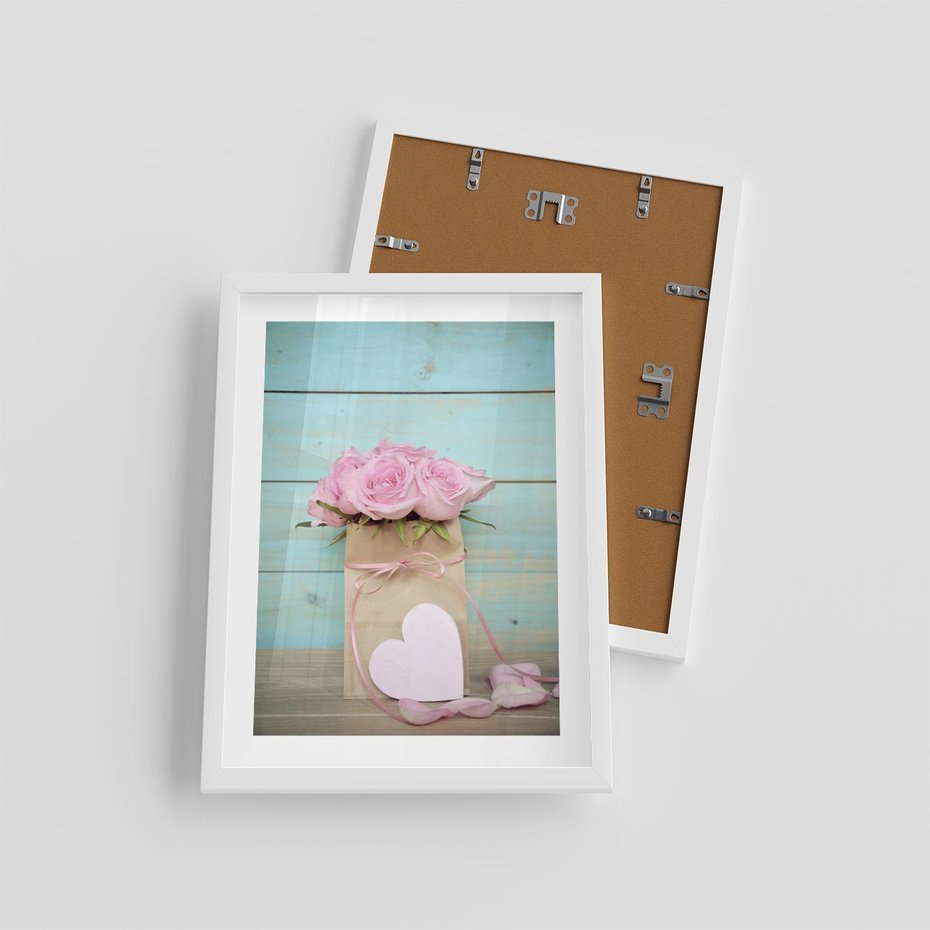 Plakat w ramie 30x40 - Uczucie W Pełnym Rozkwicie - kwiaty, romantyczne - rama biała