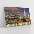 Obraz na płótnie 100x70 - Most Manhattan nocą: Niezwykła Widok - most, Nowy Jork