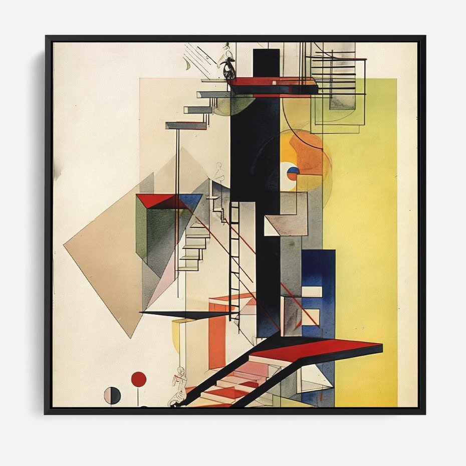 Obraz w ramie 50x50 - Kolorowe Wnętrza Inspiracji - abstrakcyjny obraz, jak kandinsky - rama czarna