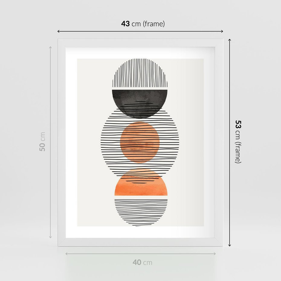 Plakat w ramie 40x50 - Geometryczna Abstrakcja - abstrakcja, nowoczesny obraz - rama biała