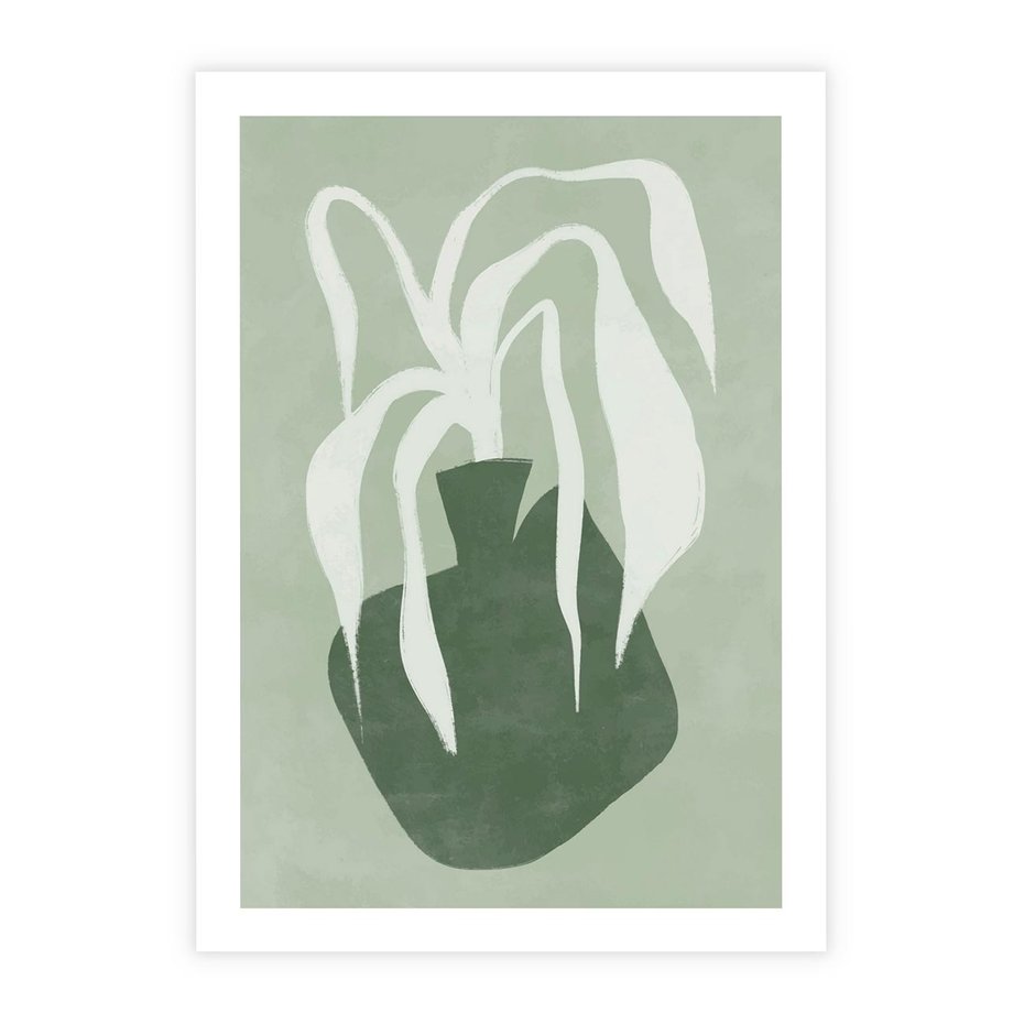 Plakat bez ramy 50x70 - Zieleń Pulsującego Spokoju - zielona abstrakcja, zgaszona zieleń