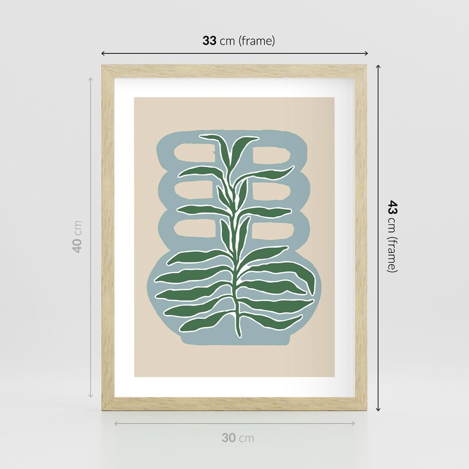 Plakat w ramie 30x40 - Wewnętrzne Spektrum - boho styl, wazon - rama drewno