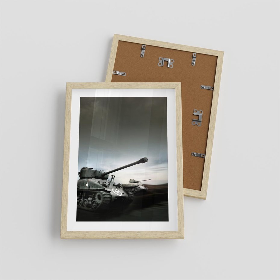 Plakat w ramie 30x40 - Siła i determinacja: czołgi wojenne - czołgi, wojna - rama drewno