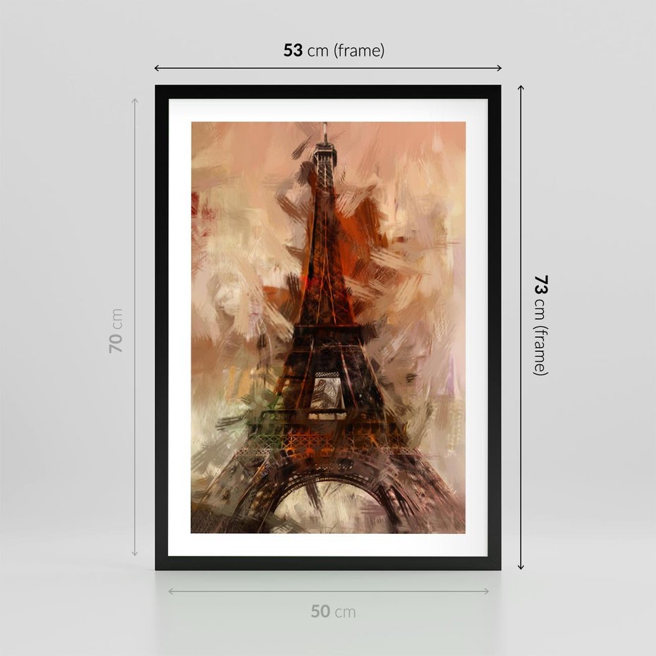 Plakat w ramie 50x70 - Abstrakcyjna Eiffla - miasto w nowej formie - Eiffla, abstrakcja - rama czarna