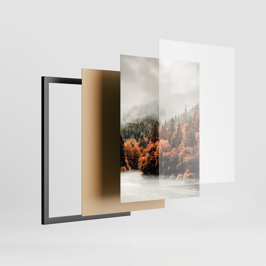 Zestaw obrazy w ramie 40x50 galeria - Krajobraz, góry, jesień, liście - rama czarna