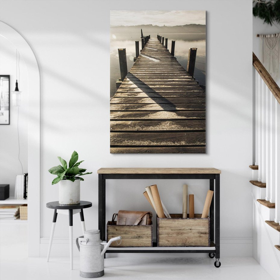 Obraz na płótnie 50x70 - Pomost nad jeziorem - pomost, jezioro