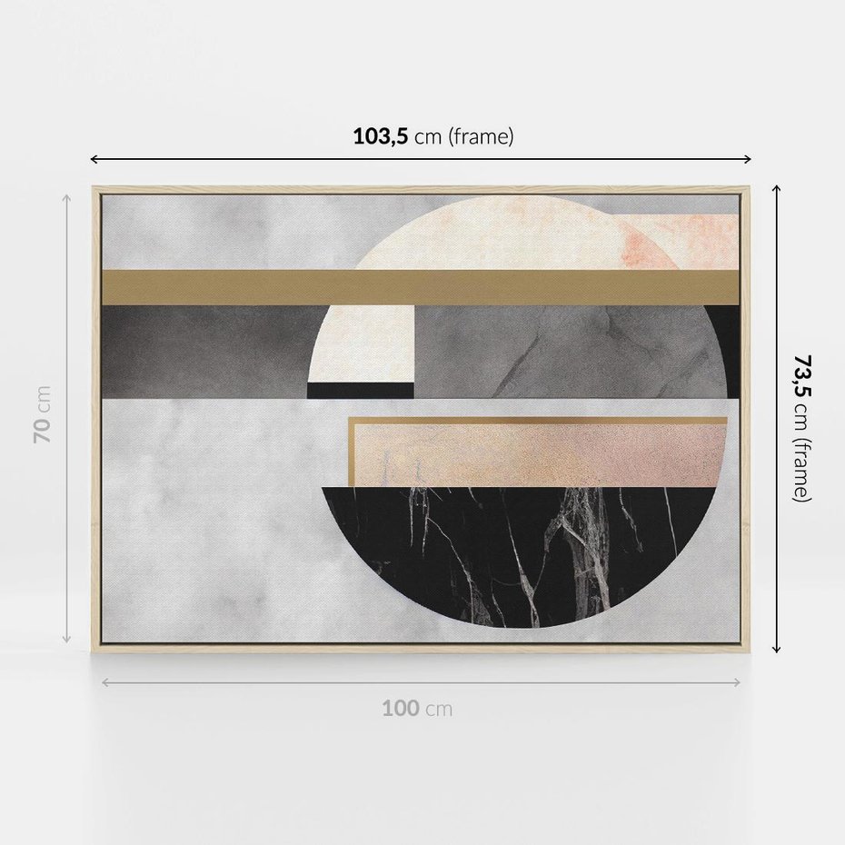 Obraz w ramie 100x70 - Biało-Czarne Formy - nowoczesna geometria, koło - rama drewno