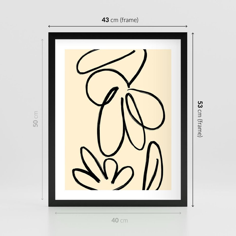 Plakat w ramie 40x50 - Złamane Granice - abstrakcyjna sztuka, przypominająca kwiat - rama czarna