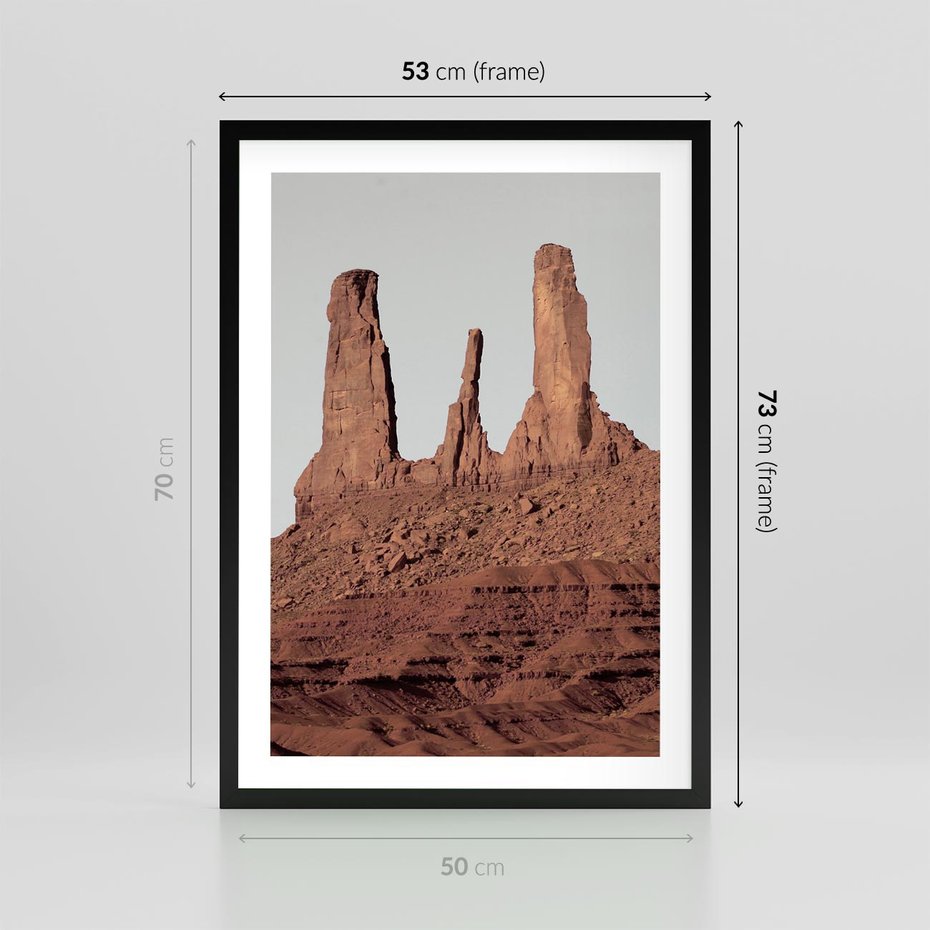 Plakat w ramie 50x70 - Surowość Pustyni - pustynia, kanion - rama czarna