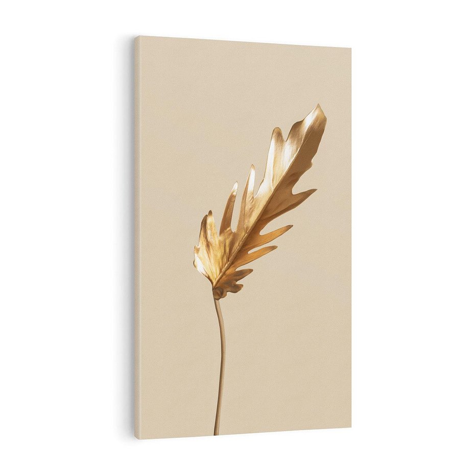 Obraz na płótnie 50x70 - Piękno w Detalu - złoty, liść