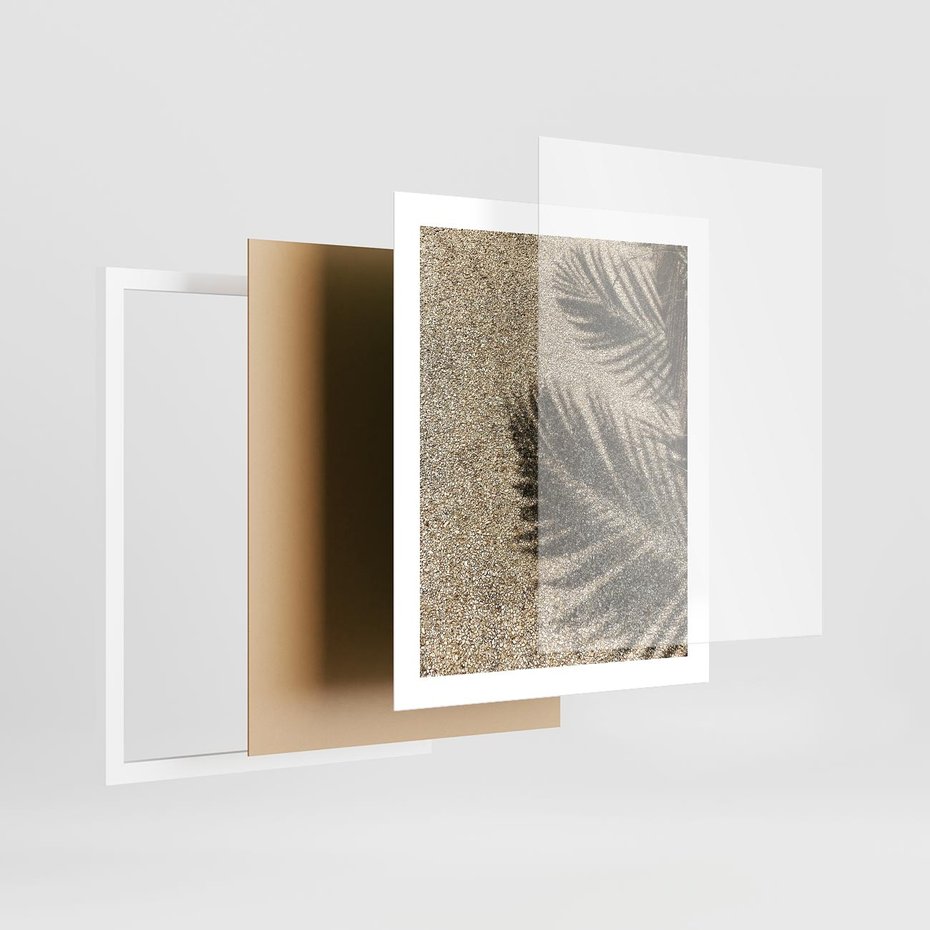 Plakat w ramie 40x50 - Plażowa Idylla - palma, cień na piasku - rama biała