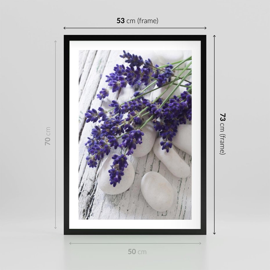 Plakat w ramie 50x70 - relaks z aromatem - lawenda, spa - rama czarna