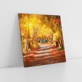 Obraz na płótnie 40x40 - Jesienna Droga: Przechadzka wśród Drzew - jesień, droga