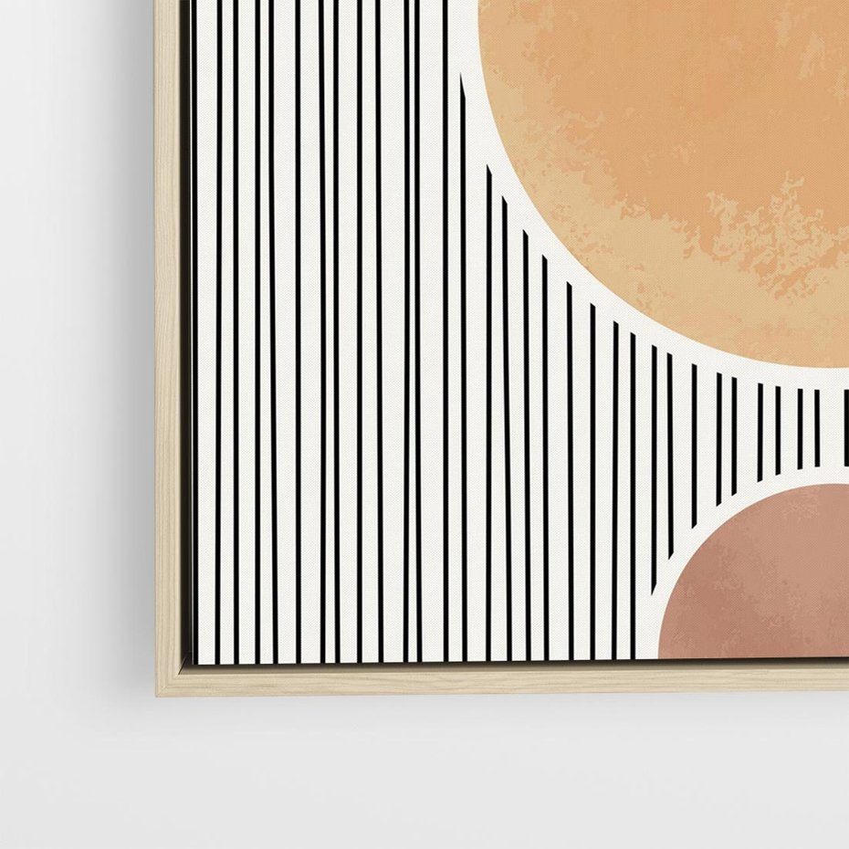 Obraz w ramie 50x50 - Taniec Linii - abstrakcyjna nowoczesna sztuka, koła okręgi - rama drewno