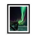 Plakat w ramie 50x70 - Zorza polarna w tajemniczej nocnej przestrzeni - zorza, polarna - rama czarna