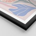 Plakat w ramie 50x70 - Kwiatowe Granice Kształtów - nowoczesny plakat, kwiaty w pastelowych kolorach - rama czarna
