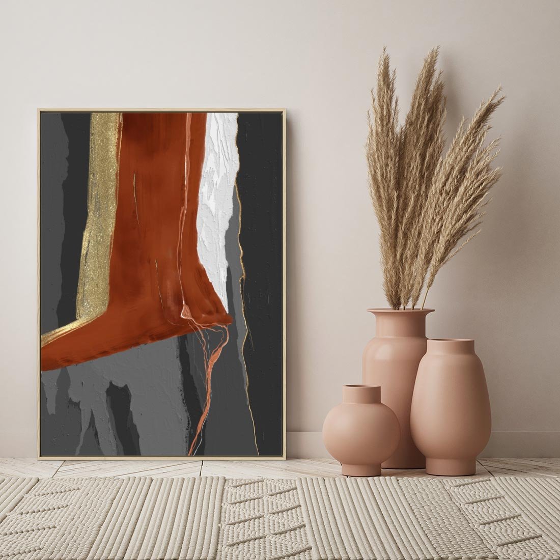 Obraz w ramie 80x120 - Abstrakcyjna impresja - abstrakcja, nowoczesny - rama drewno