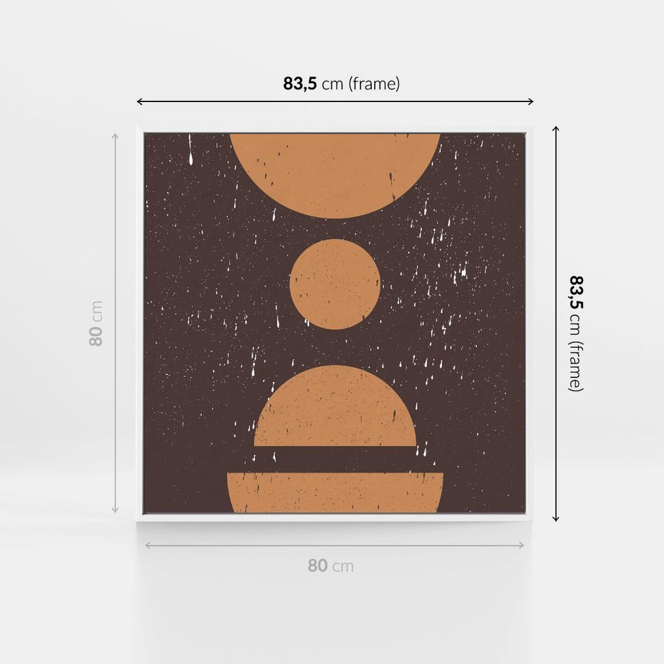 Obraz w ramie 80x80 - Impulsy Przestrzeni - mid century styl, nowoczesna grafika - rama biała