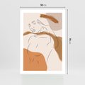 Plakat bez ramy 50x70 - Sztuka Piękna w Beżach i Brązach - szkic jedną linią, naga kobieta