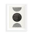 Plakat w ramie 50x70 - Tajemnicza Kompozycja - abstrakcyjne czarno białe formy, minimalizm - rama biała