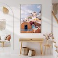 Obraz w ramie 50x70 - Błękit Morza i Białe Domki - Santorini, wyspa - rama drewno
