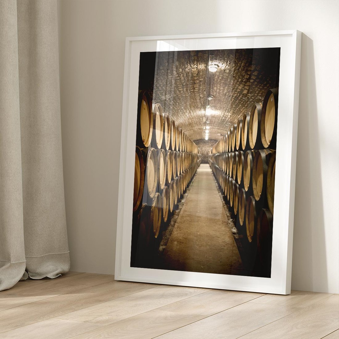 Plakat w ramie 30x40 - Winniczka - winnica, beczki - rama biała