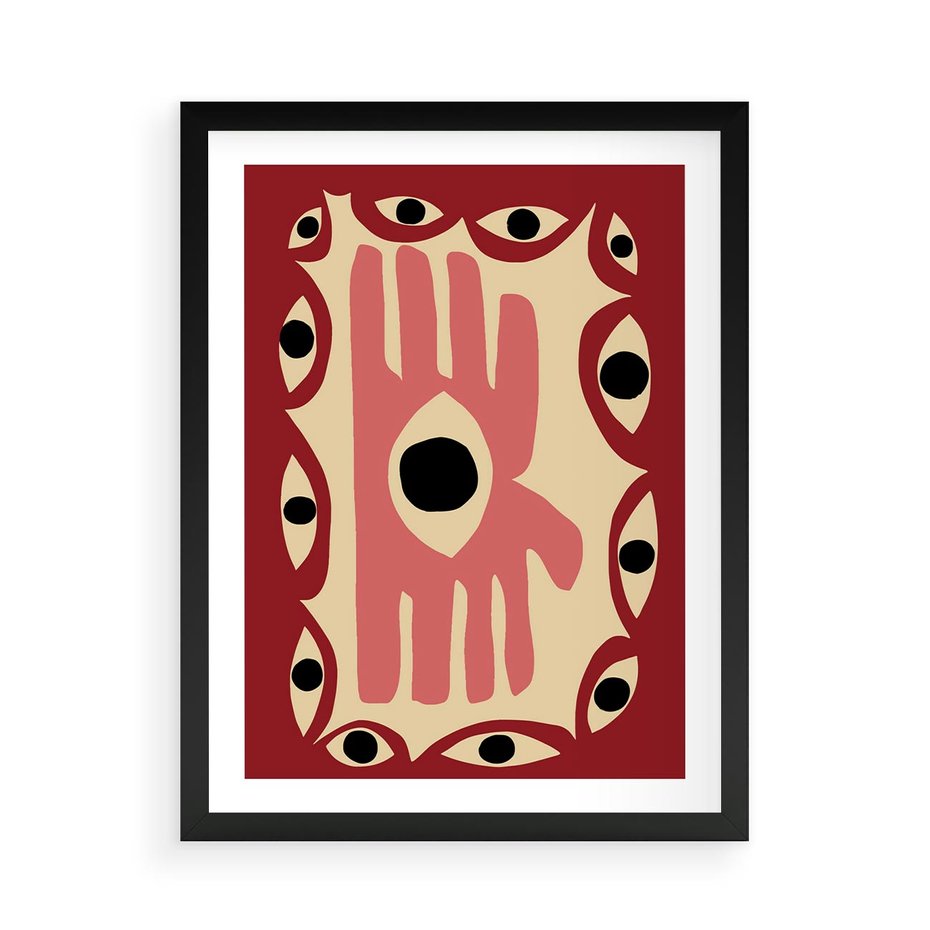 Plakat w ramie 50x70 - Migotliwe Kształty - abstrakcyjny obraz, boho styl - rama czarna