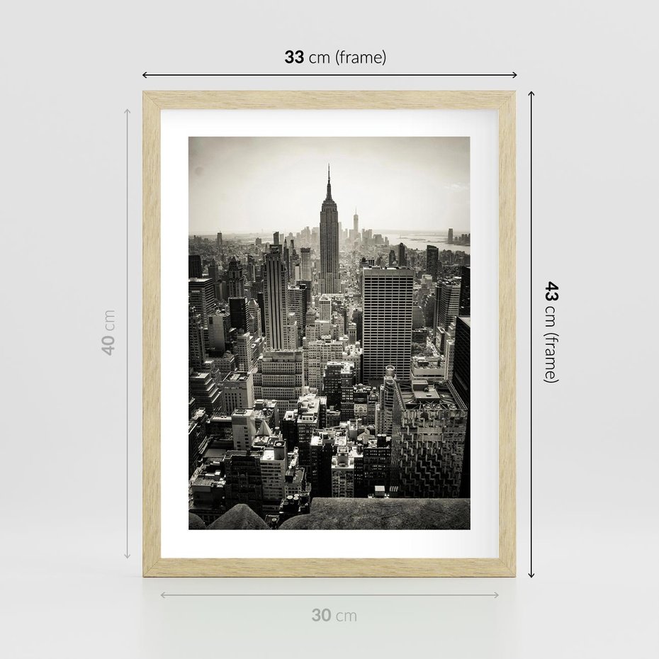 Plakat w ramie 30x40 - Dusza wielkiego miasta - Manhattan, Nowy Jork - rama drewno