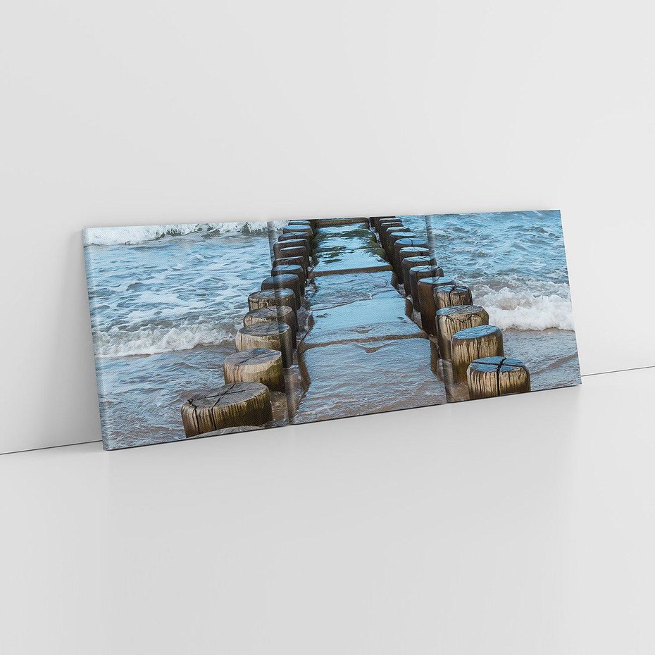 Obraz na płótnie 90x30 - Falochron na brzegu morza - falochron, morze