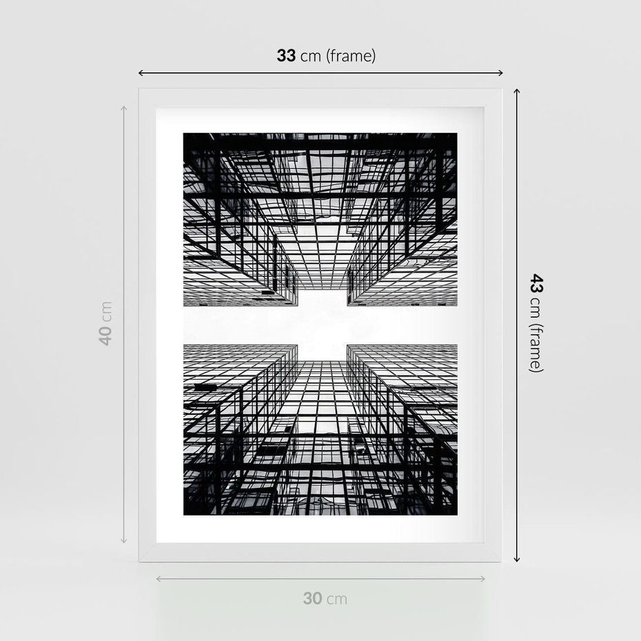 Plakat w ramie 30x40 - Czar i Wielkość - wieżowce, architektura - rama biała