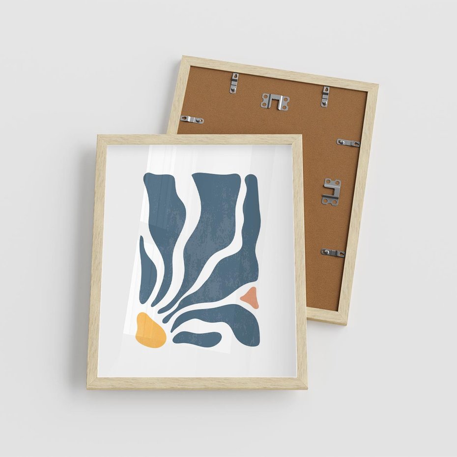 Plakat w ramie 40x50 - Szkice Kwiatowych Promieni - nowoczesna kwiatowa grafika, styl retro - rama drewno