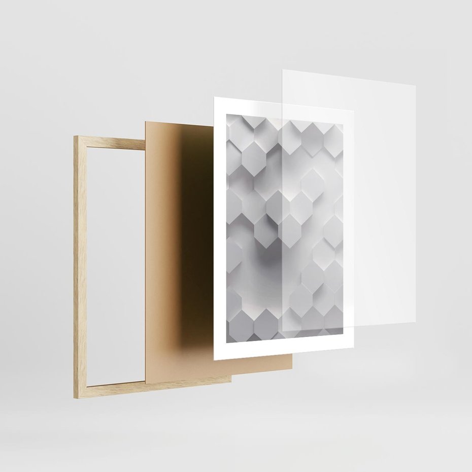 Plakat w ramie 30x40 - Kreatywna Forma - geometryczny, 3D - rama drewno