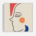 Obraz w ramie 50x50 - Impresje Kształtów - abstrakcyjny obraz, przypomina twarz - rama biała