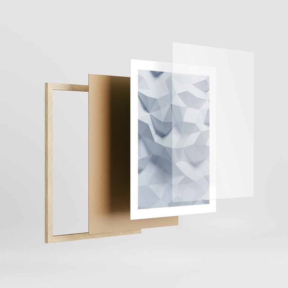 Plakat w ramie 30x40 - Trójwymiarowa geometria - geometria, 3d - rama drewno