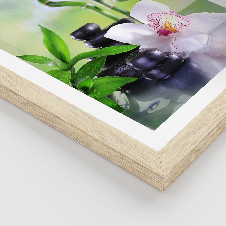 Plakat w ramie 30x40 - Spa pełne kwiatów i relaksu - spa, kwiat - rama drewno