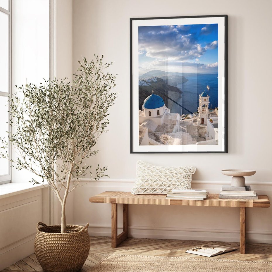 Plakat bez ramy 30x40 - Błękitne Przezycia - Santorini, morze