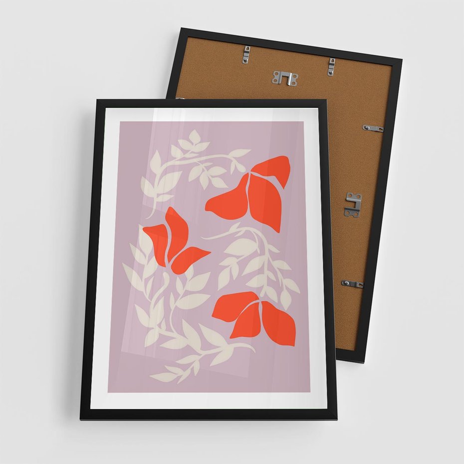 Plakat w ramie 50x70 - Kwiatowa Kreatywność - nowoczesny plakat, roślinne motywy - rama czarna