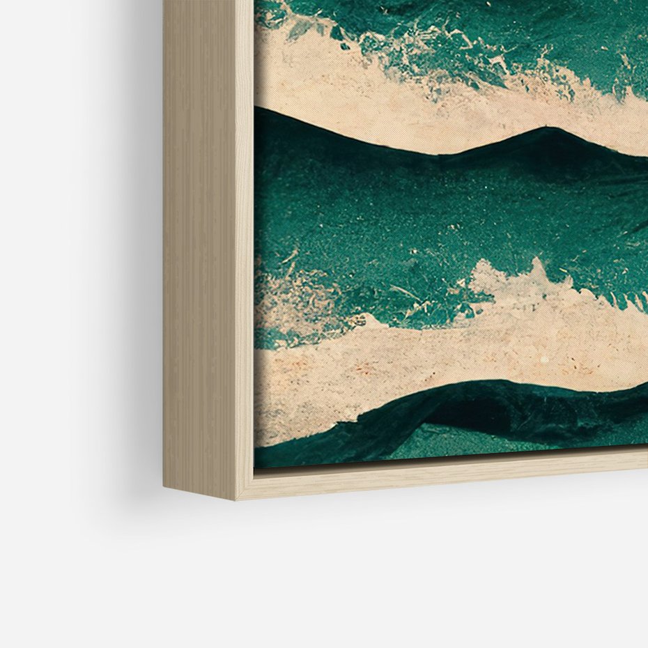 Obraz w ramie 50x70 - Czerwone Melodie - japońska sztuka, zachód słońca nad oceanem - rama drewno