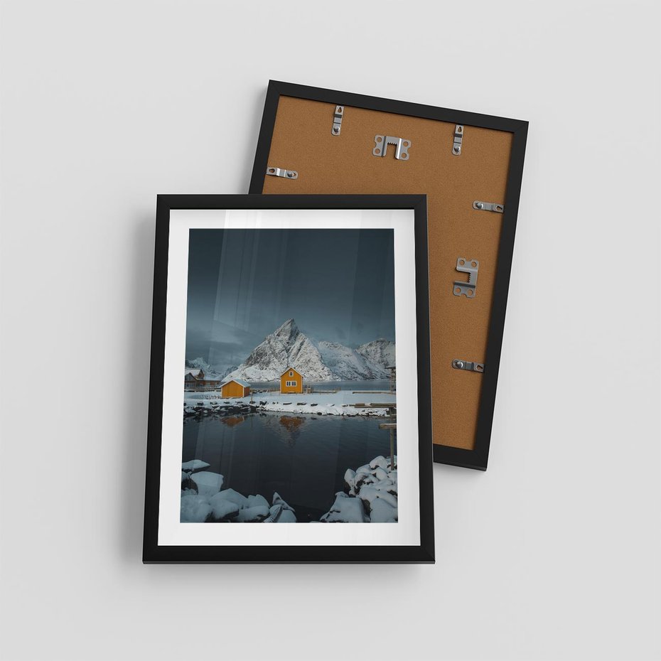 Plakat w ramie 30x40 - Minimalizm i Urok Natury - skandynawskie, domki - rama czarna