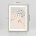 Plakat w ramie 50x70 - Twarz Kobiety w Pastelach - minimalistyczna grafika, pastelowe tłó - rama drewno