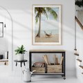 Plakat w ramie 30x40 - Relaks na plaży - palma, hamak - rama drewno