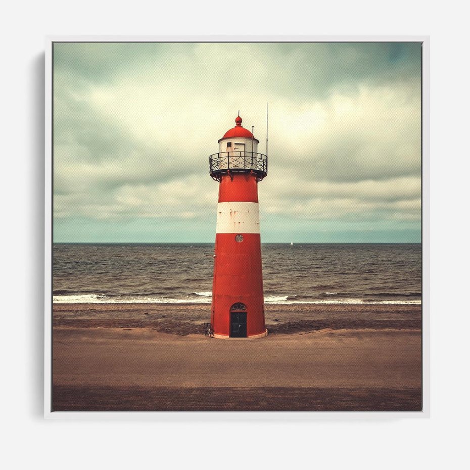 Obraz w ramie 80x80 - Retro Urok Morza - fotografia w stylu retro, vintage - rama biała