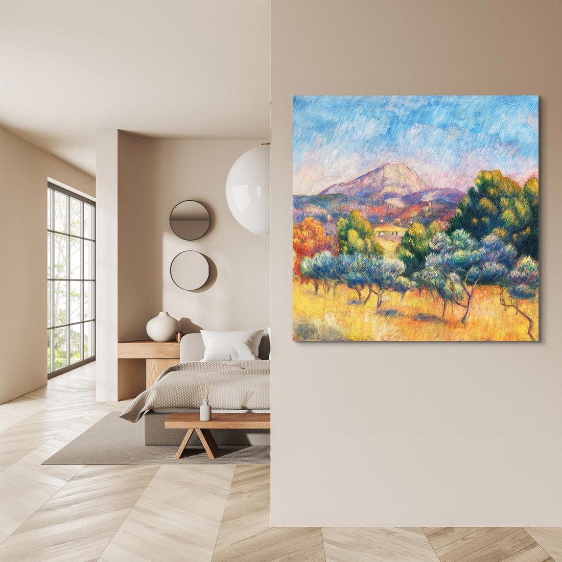 Obraz na płótnie 80x80 - Montagne Sainte-Victoire (Paysage) (1889), Pierre-Auguste Renoir - Reprodukcja - reprodukcja, obraz na płótnie