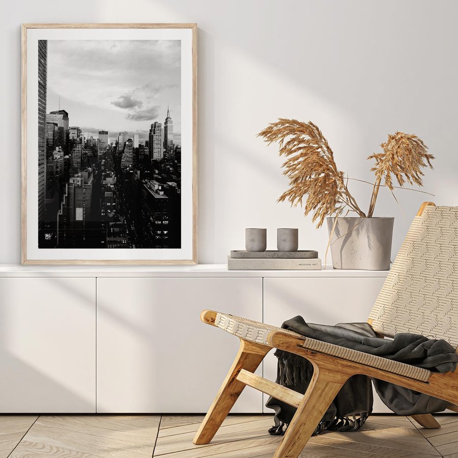 Plakat w ramie 40x50 - Wibracje Miejskiego Życia - miasto, wieżowce - rama drewno