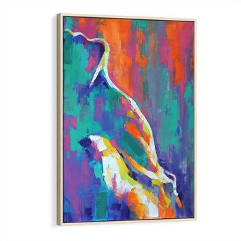 Obraz w ramie 50x70 - Olejne Wibrujące Emocje - abstrakcyjny obraz, różne kolorowe maźnięcia pędzla - rama drewno