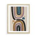 Plakat w ramie 50x70 - Taniec Przenikających Kształtów - abstrakcyjne tęcze, kompozycja - rama drewno